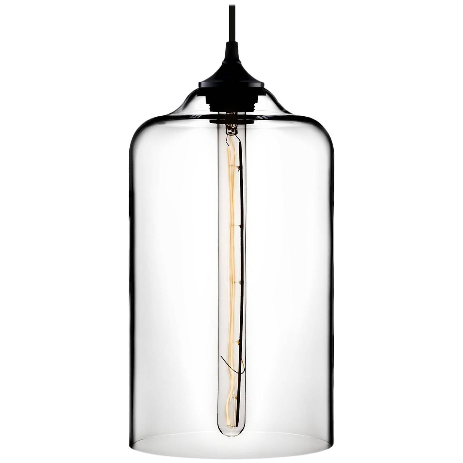 Lampe à suspension moderne en verre soufflé à la main Bella Crystal, fabriquée aux États-Unis