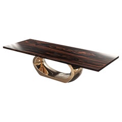 "Bella" Dining Table with Bronze and Walnut Top, Handmade, Istanbul