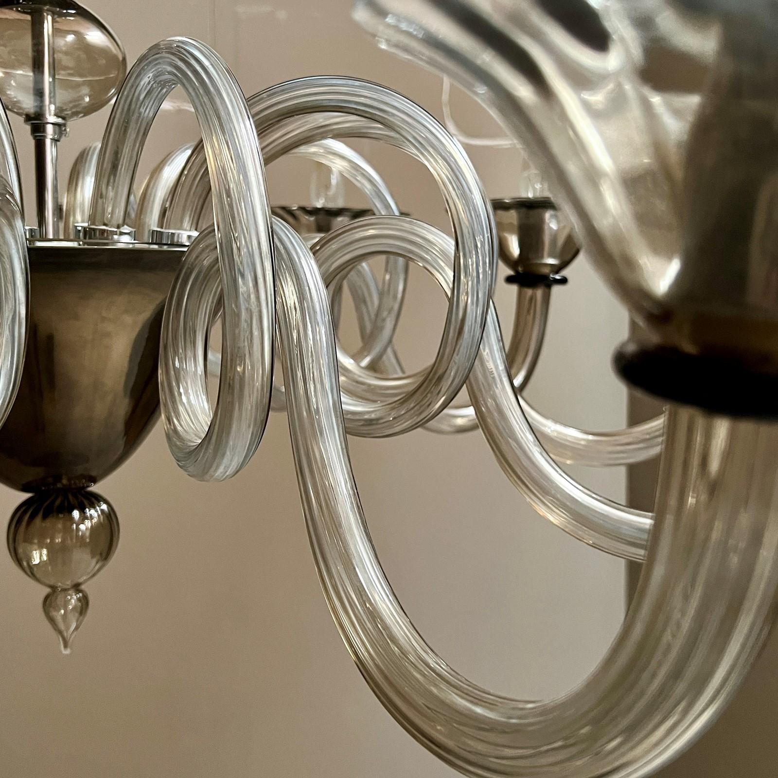Bella Figura Italian Murano Smoked Glass Chandelier 2