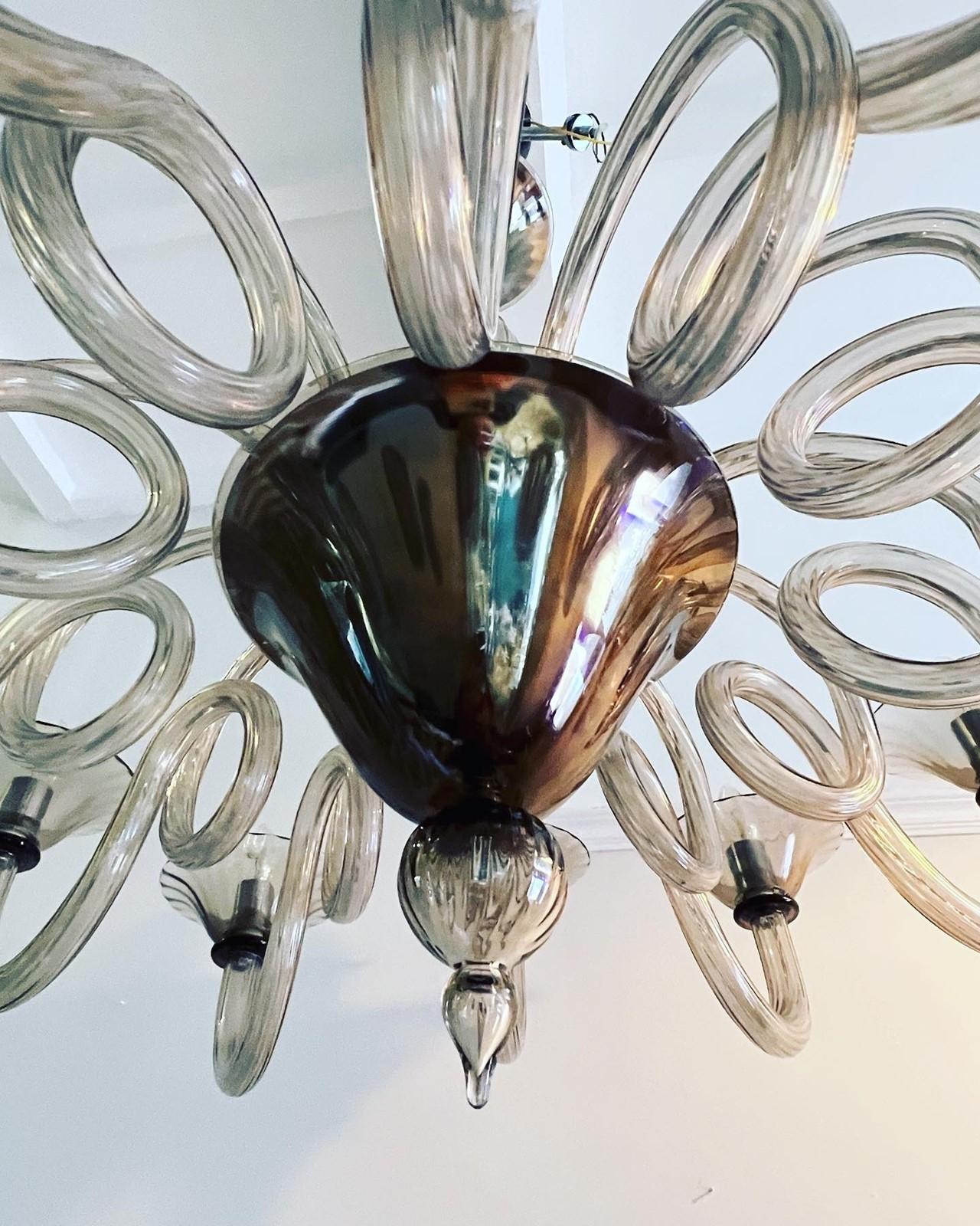 Bella Figura Italian Murano Smoked Glass Chandelier 3