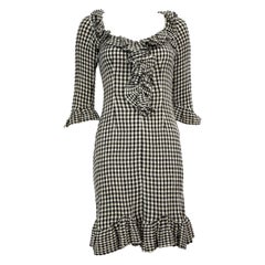 Bella Freud Gingham Ruffle Trim Dress Size S