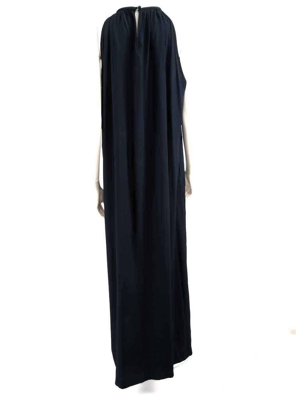 Bella Freud Navy Silk Maxi Dress Size XL In New Condition For Sale In London, GB