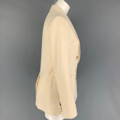 BELLA FREUD Size 8 Cream Wool Tweed Double Breasted Jacket