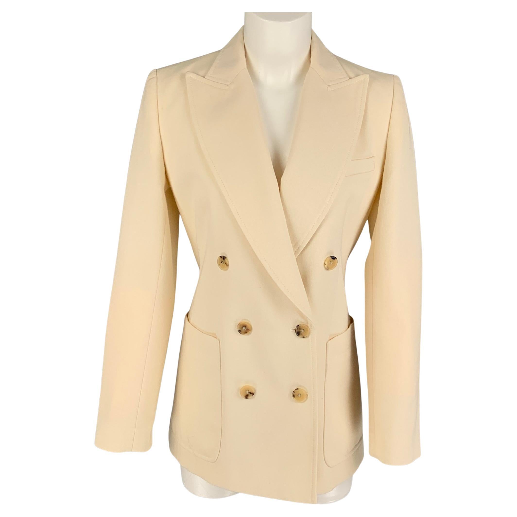 BELLA FREUD Size 8 Cream Wool Tweed Double Breasted Jacket For Sale at ...