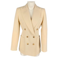 BELLA FREUD Size 8 Cream Wool Tweed Double Breasted Jacket