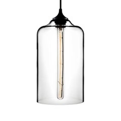 Bella Gray, lampada a sospensione moderna in vetro soffiato a mano, Made in USA