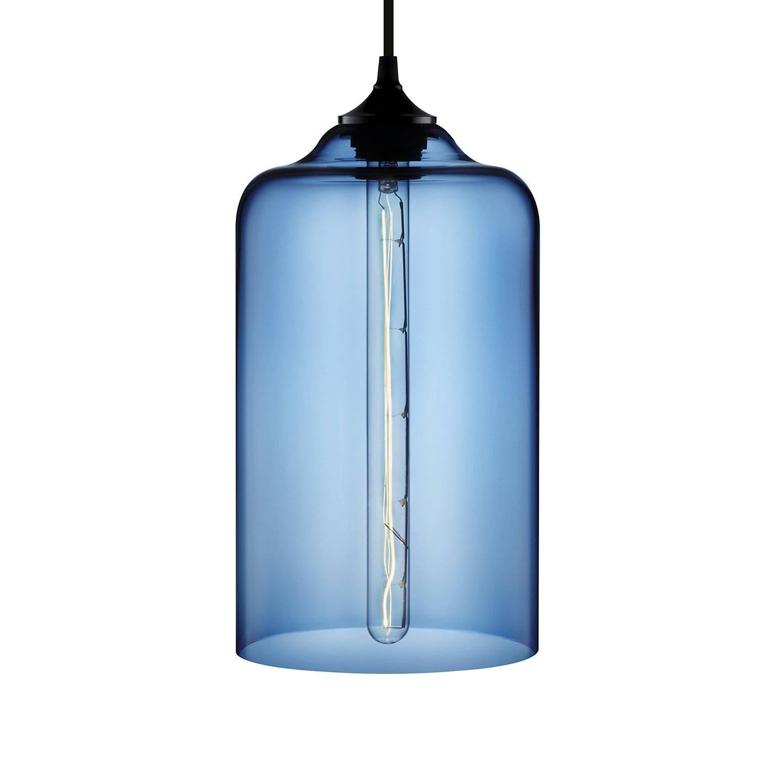 Bella Gray Handblown Modern Glass Pendant Light, Made in the USA In New Condition For Sale In Beacon, NY
