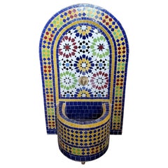 Bella Moroccan Mosaic Arched Fountain, All Glazed