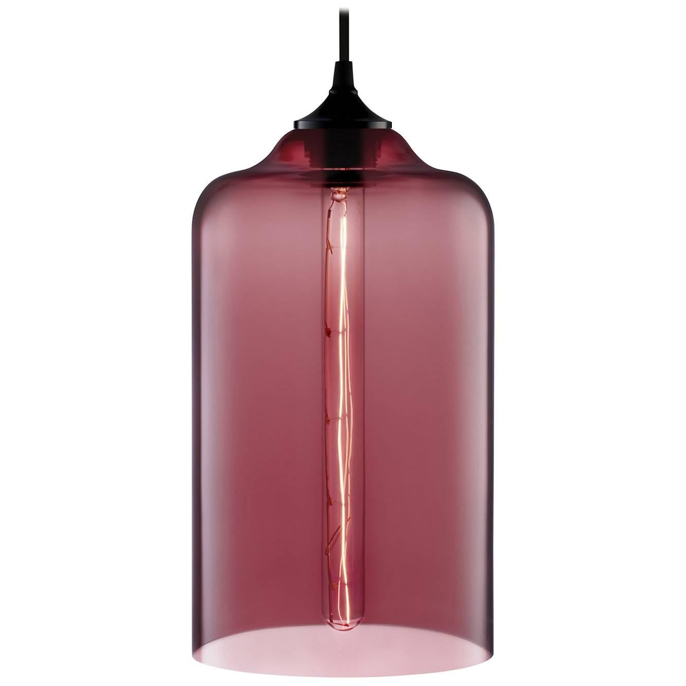 Bella Plum Handblown Modern Glass Pendant Light, Made in the USA For Sale