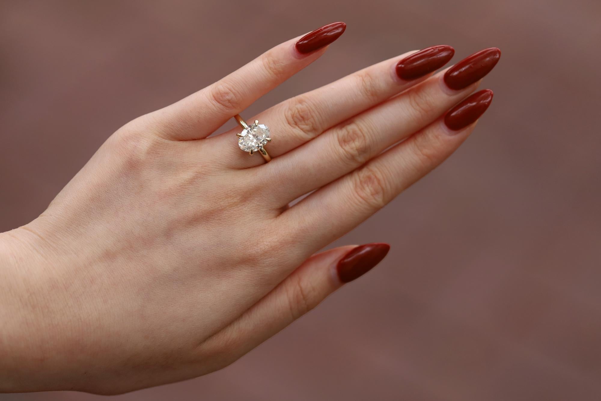 Artisan Bella Rosa Estate Jewelers Certified 3 Carat Oval Diamond Engagement Ring 