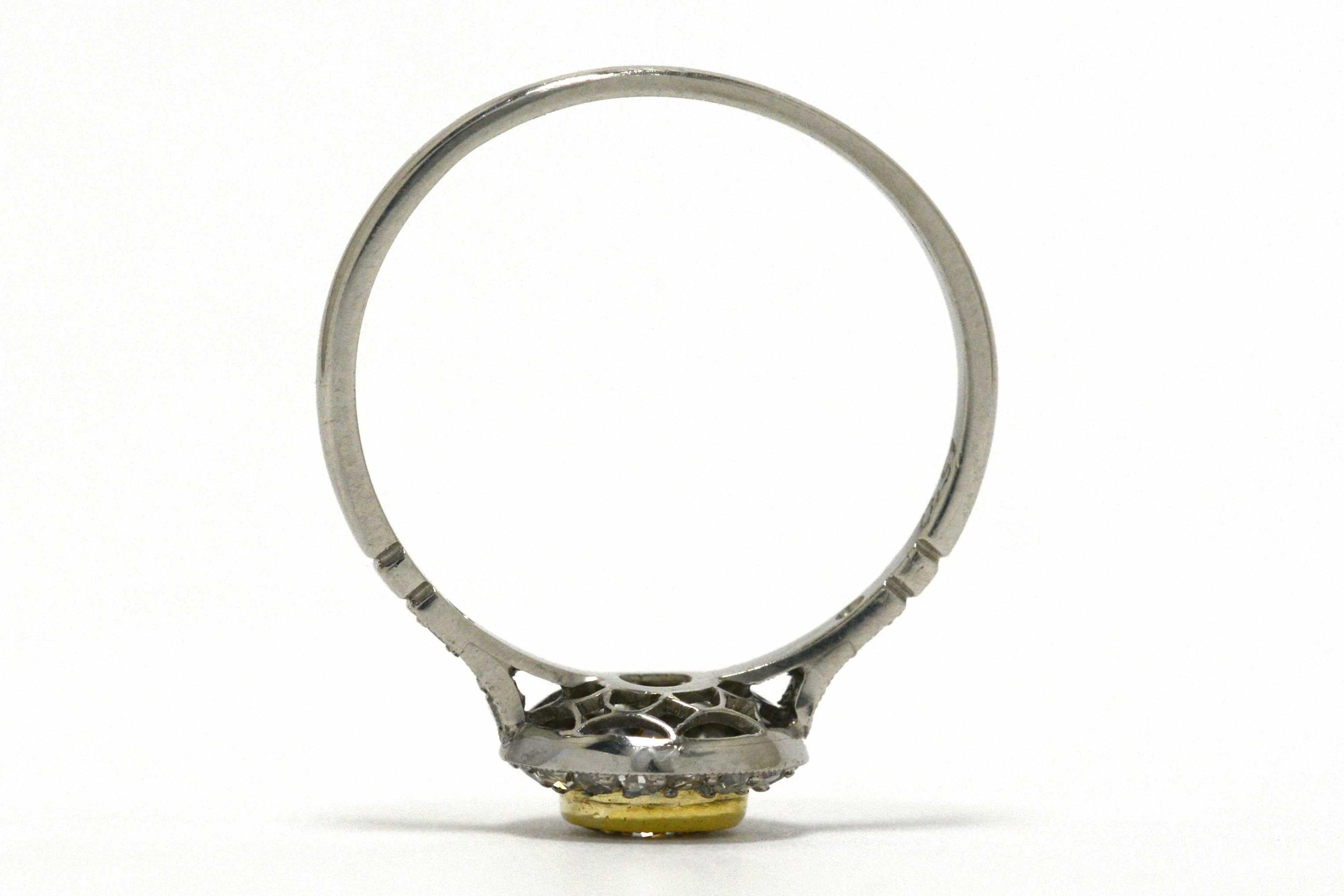 Women's Champagne Diamond Art Deco Revival Engagement Ring Platinum
