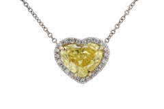 Bella Rosa Jewelers Collier de cœur en diamant certifié GIA de 2 carats et de couleur jaune Vivid