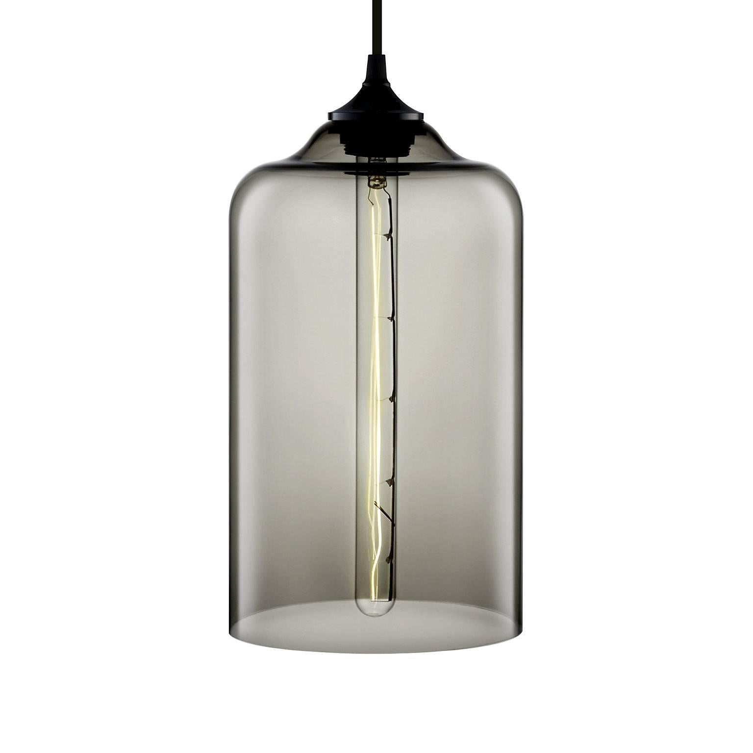 Contemporary Bella Sapphire Handblown Modern Glass Pendant Light, Made in the USA For Sale