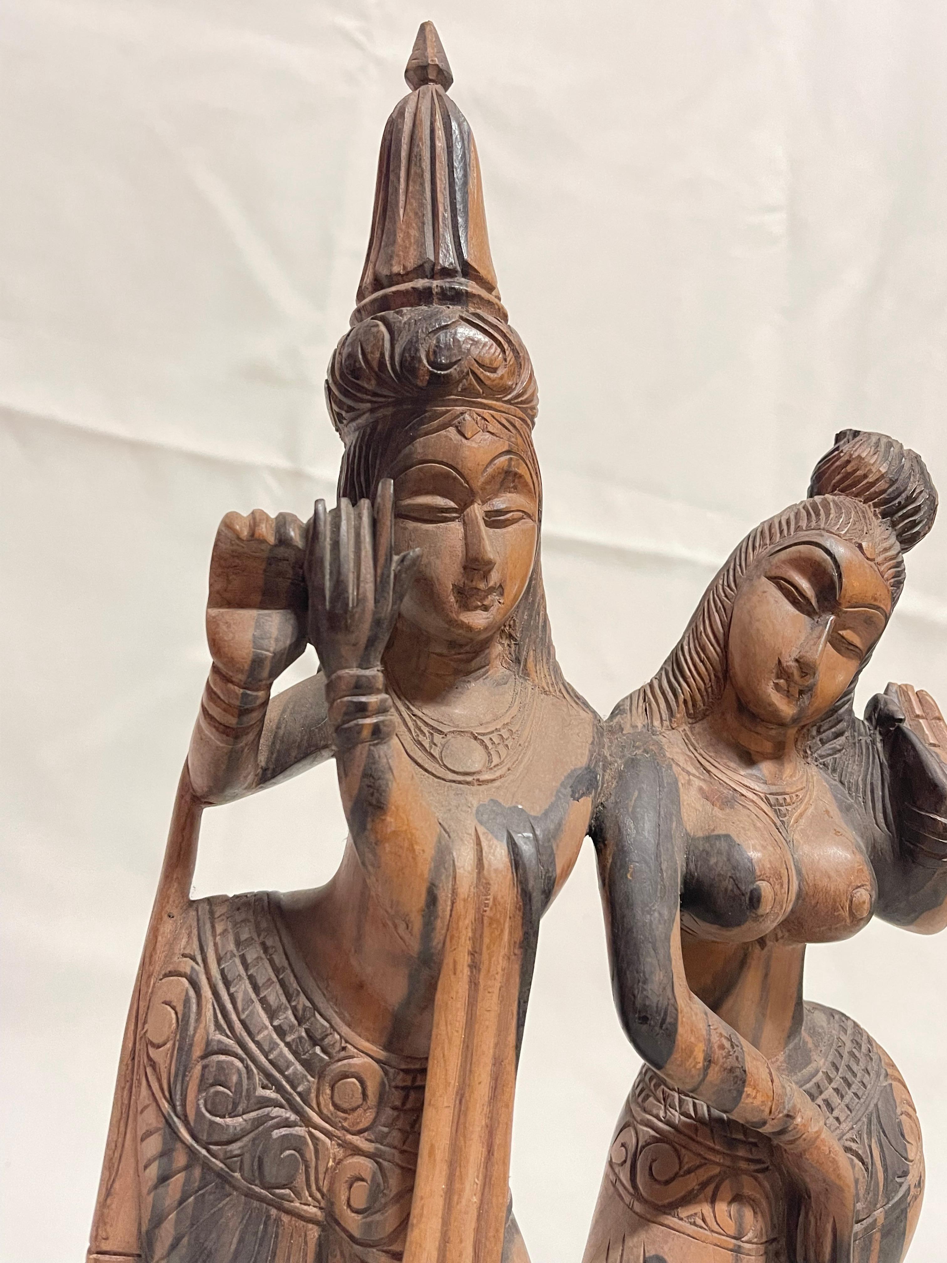 Italian Belle sculpture hindoue en bois en vente