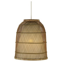 Bella Woven Rattan Pendant Light, Medium Brown, Tall, 24.5 in H