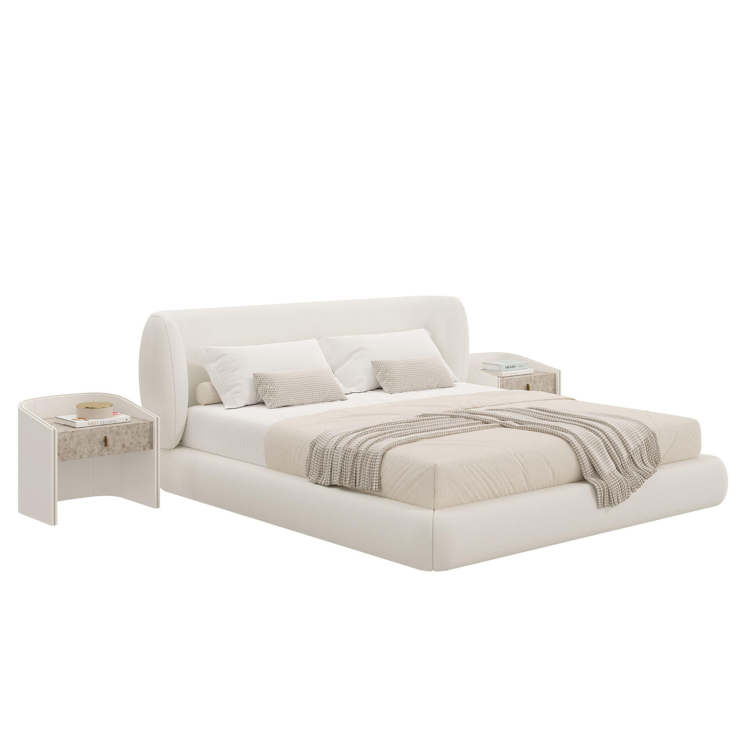 Moderne Lit BELLAGIO entièrement recouvert de tissu en vente