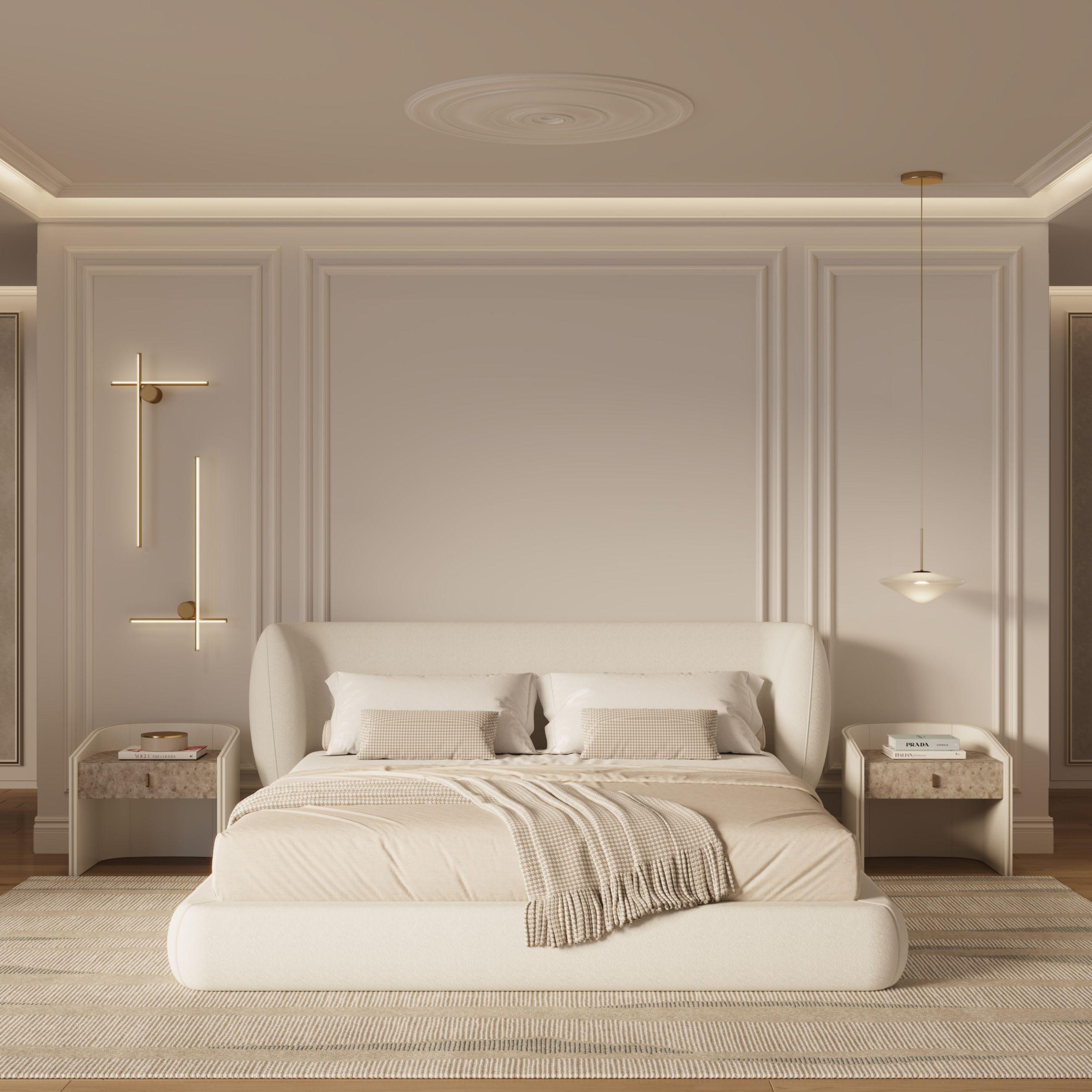 Portugais Lit BELLAGIO entièrement recouvert de tissu en vente