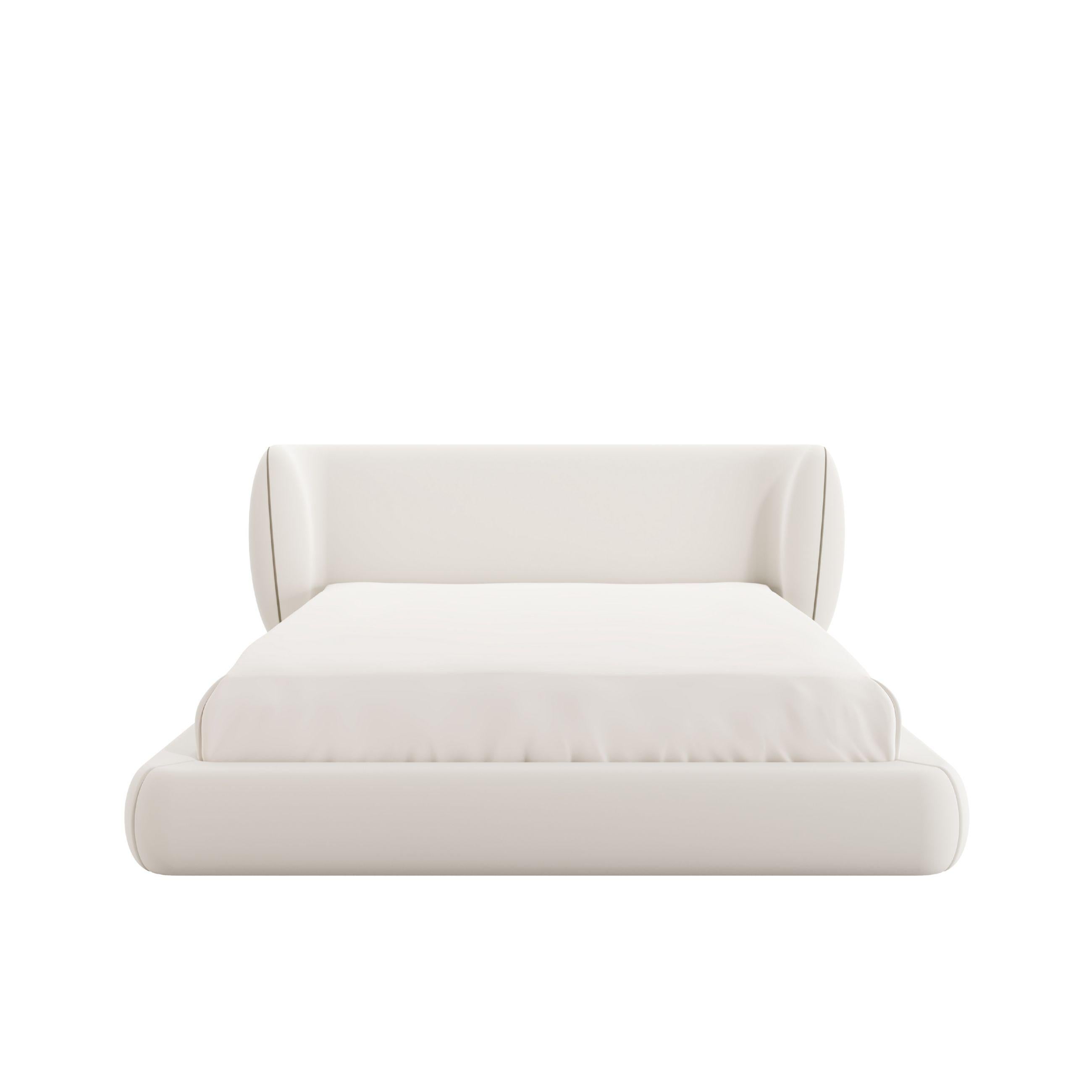 Fait main Lit BELLAGIO entièrement recouvert de tissu en vente