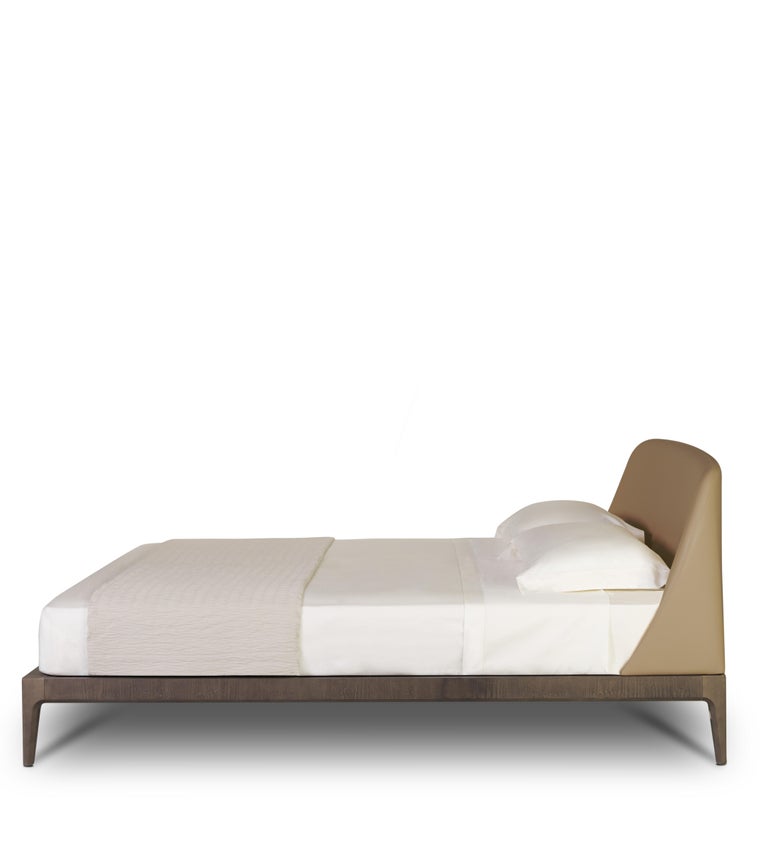 Bellagio Bed Made of Ashwood with Upholstered Headboard, by Morelato