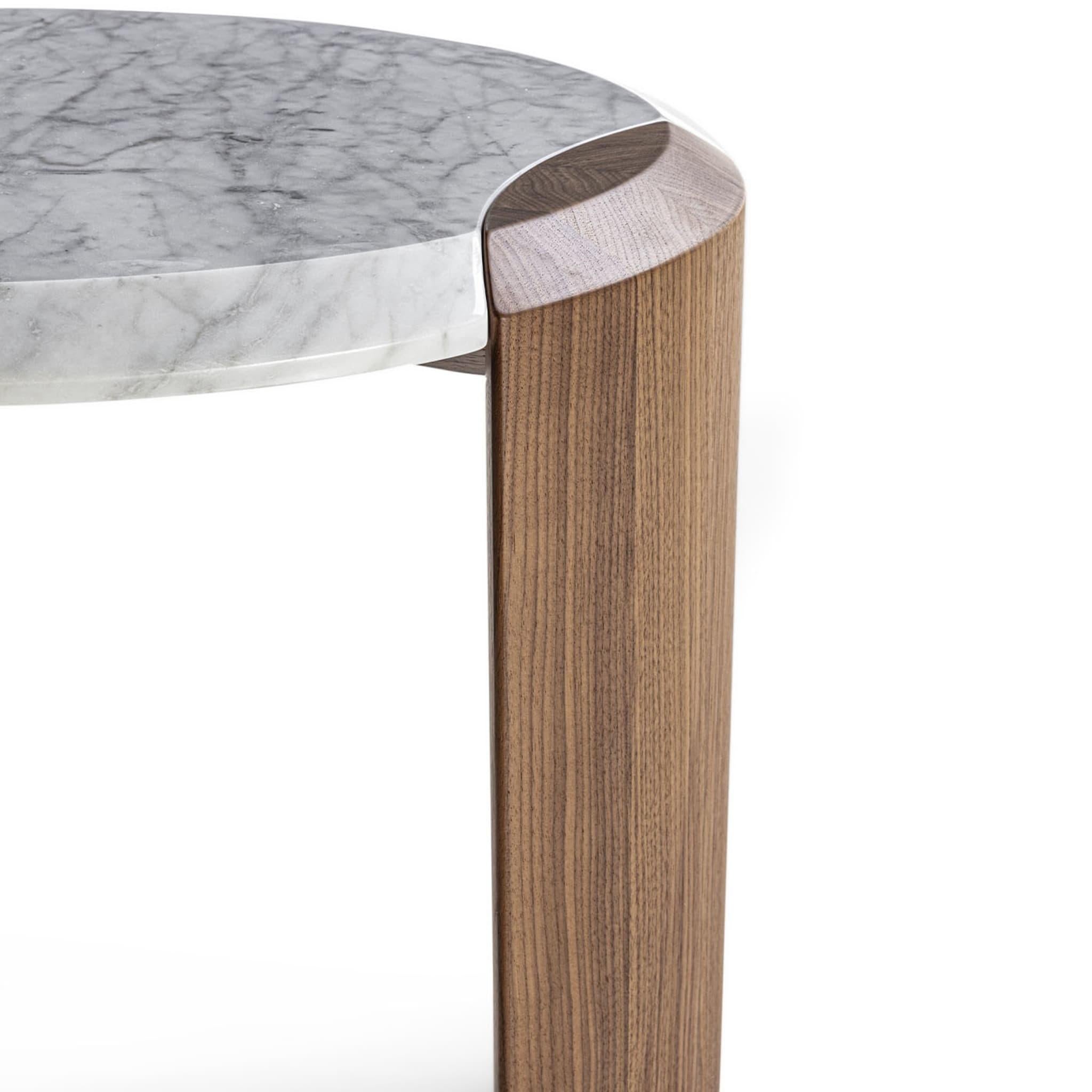 Italian Bellagio Carrara & Walnut Side Table For Sale