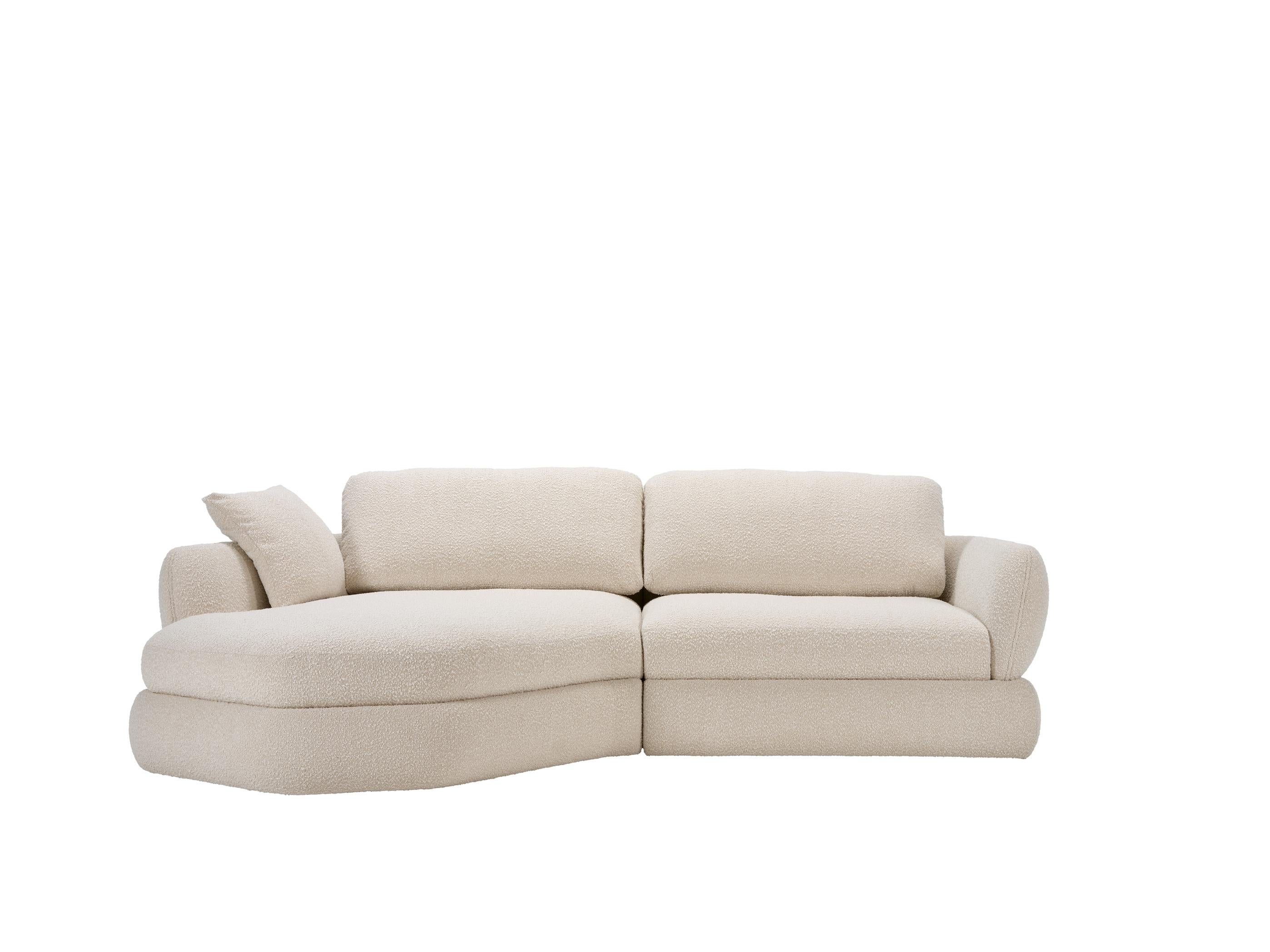 Modern BELLAGIO Chaise-Longue sofa in white boucle For Sale