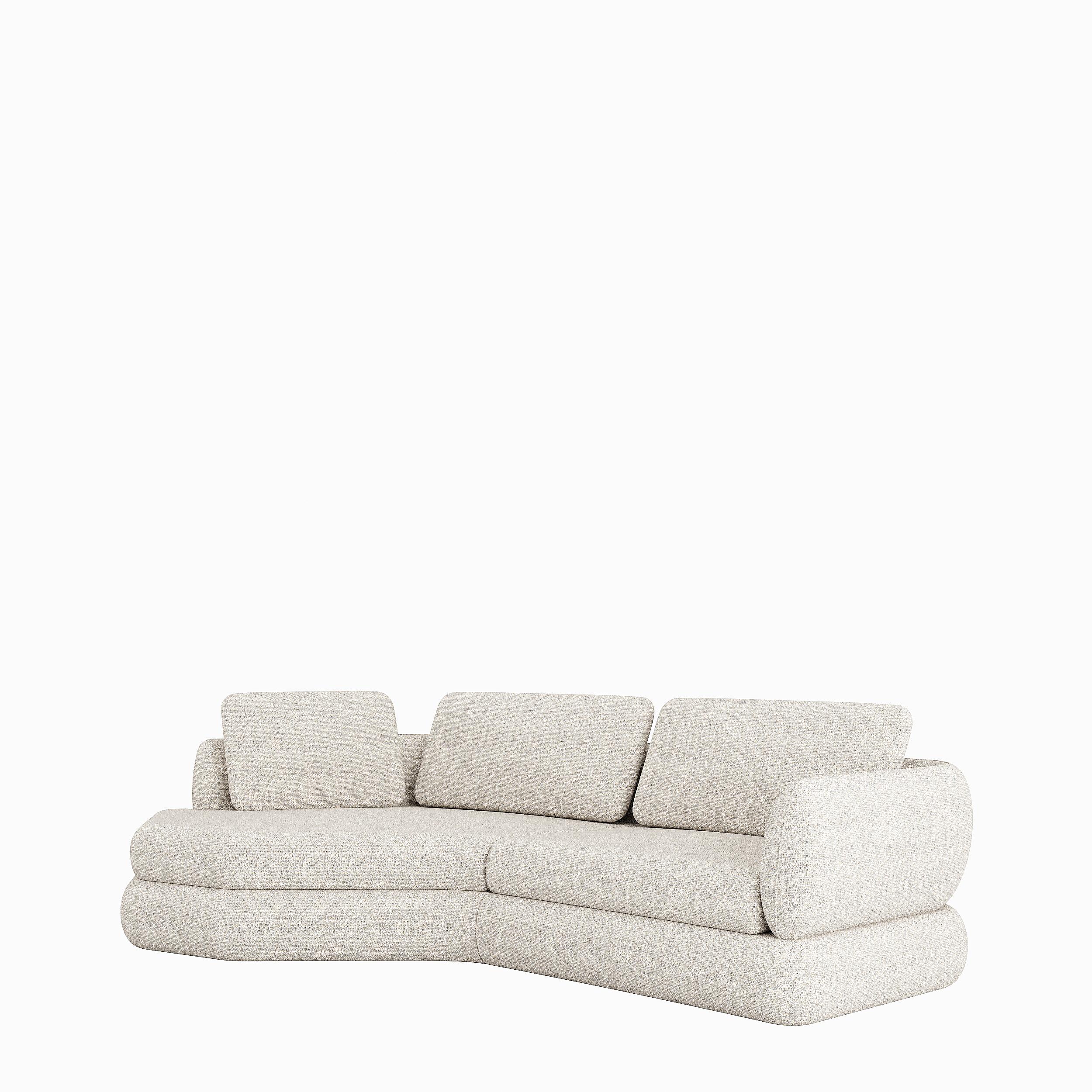 Contemporary BELLAGIO Chaise-Longue sofa in white boucle For Sale