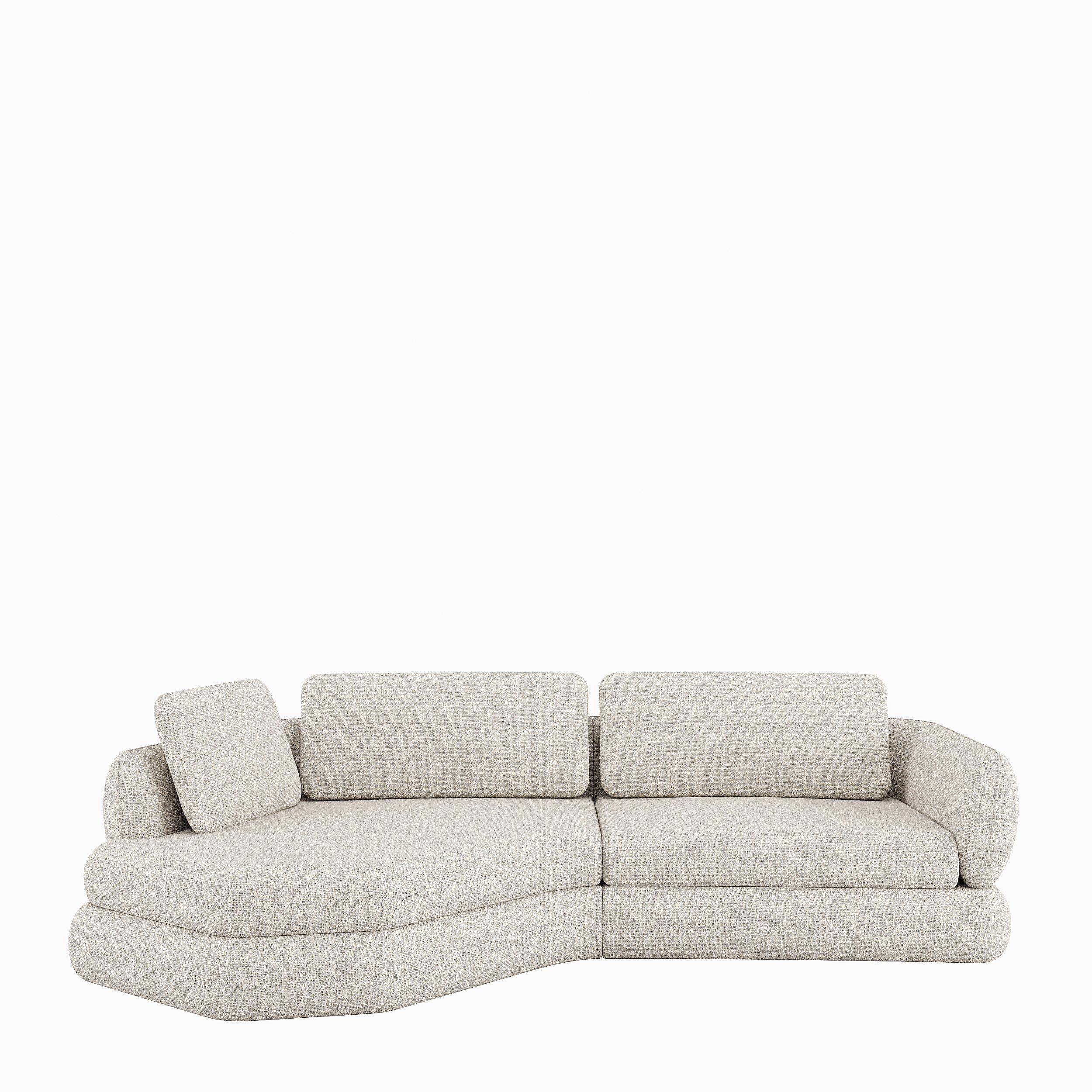 Leather BELLAGIO Chaise-Longue sofa in white boucle For Sale