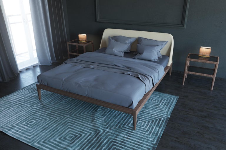 Bellagio Bed Made of Ashwood with Upholstered Headboard, by Morelato