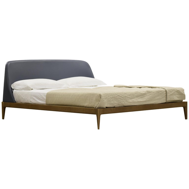Bellagio Bed Made of Ashwood with Upholstered Headboard, by Morelato
