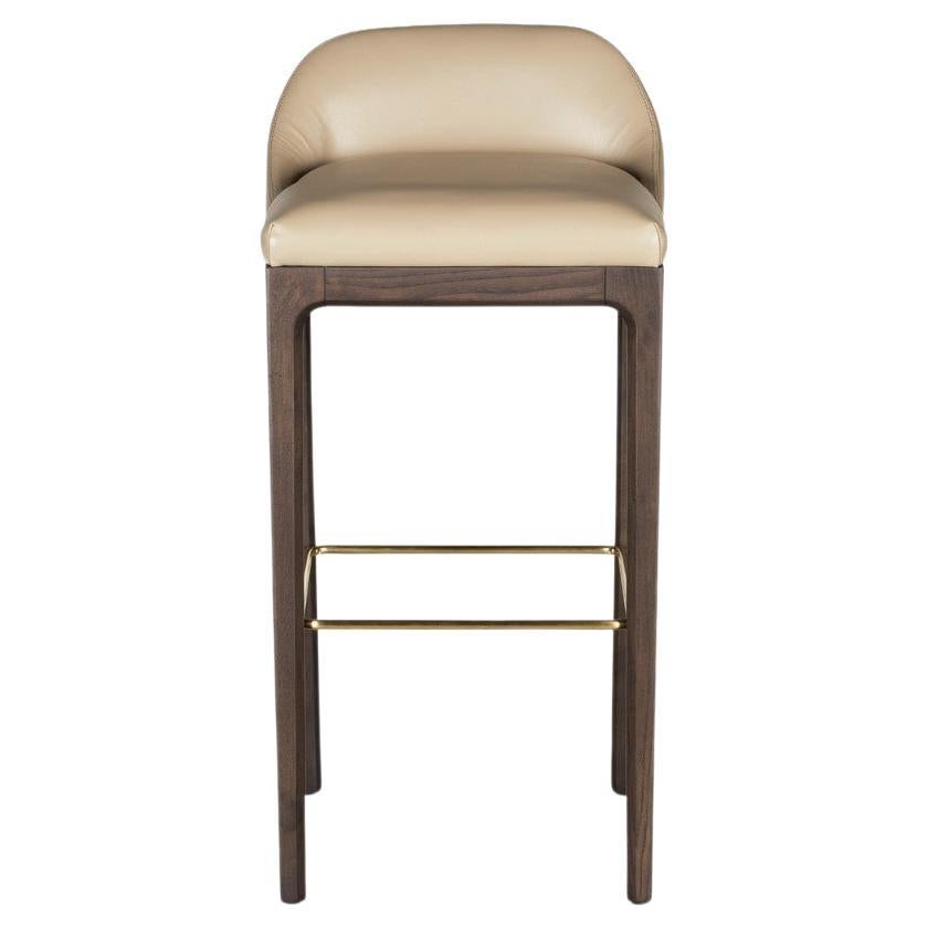 Bellagio Contemporary Upholsterd Bar Stool in Ashwood For Sale