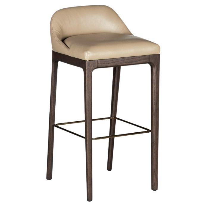 Bellagio Contemporary Upholsterd Bar Stool in Ashwood For Sale