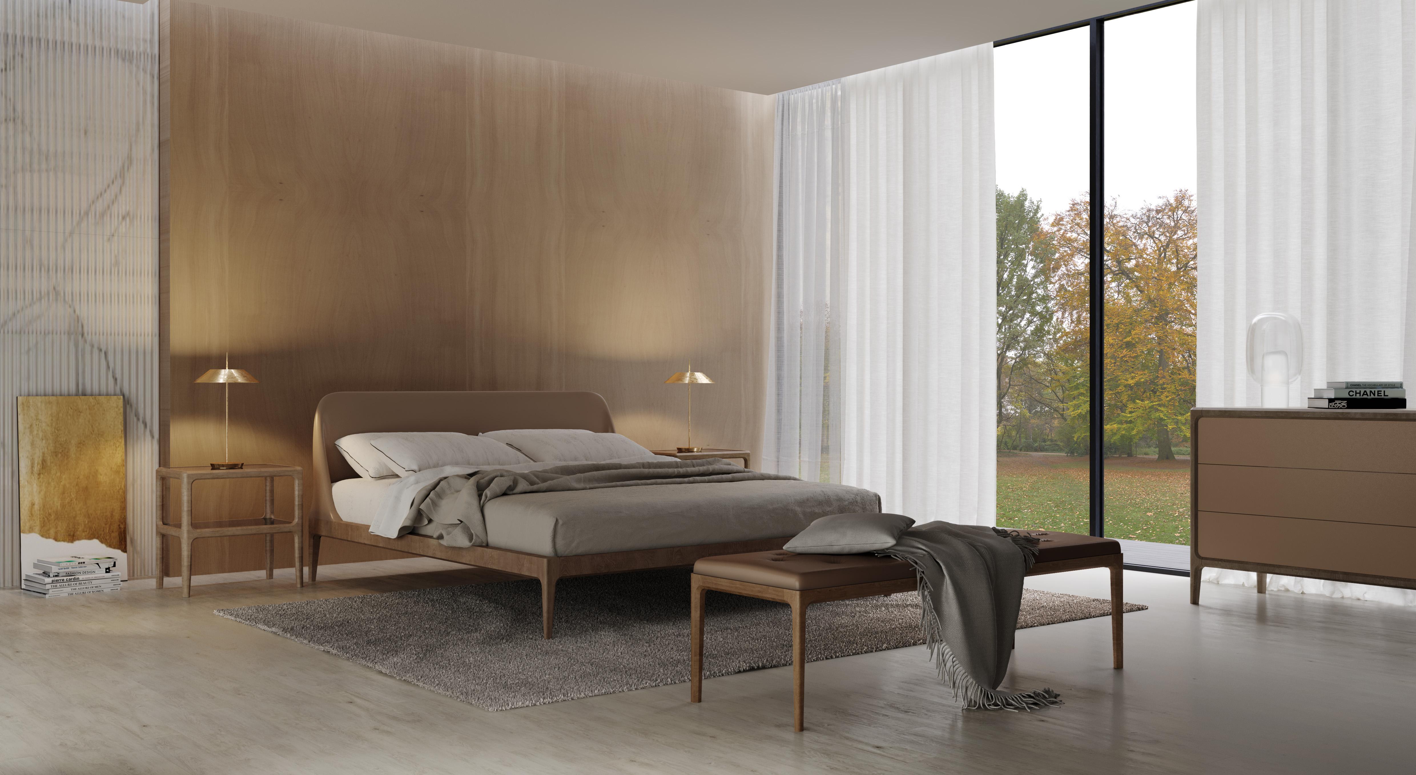 Bellagio by Morelato, Bed Made of Ashwood with Upholstered Headboard