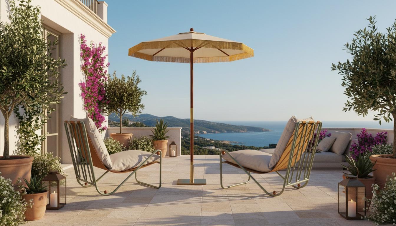 Bellagio Parasol - Elegantes Design und robuste Konstruktion für den Außenbereich (Moderne) im Angebot