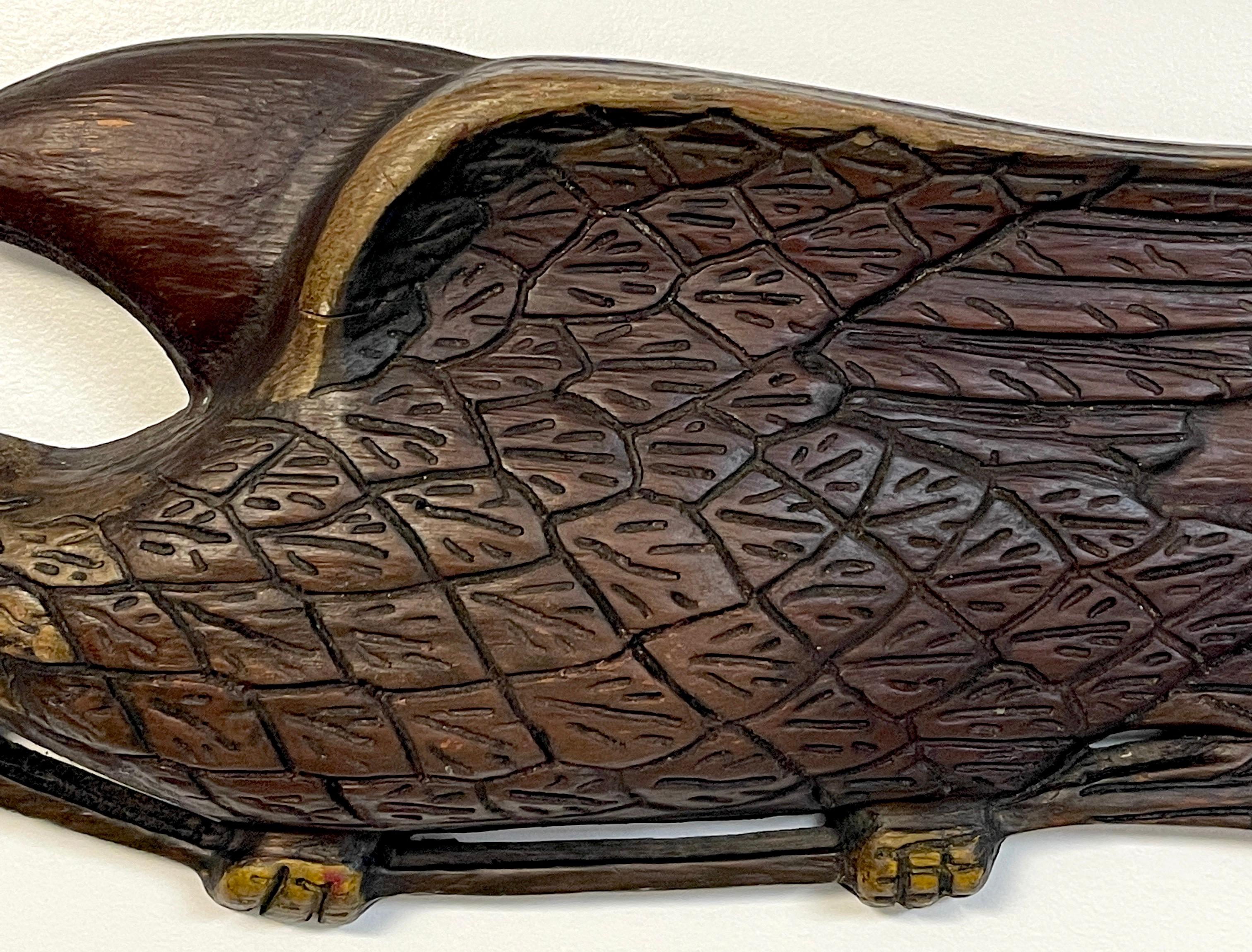 American Classical Bellamy Style Carved & Polychromed Hardwood Eagle For Sale