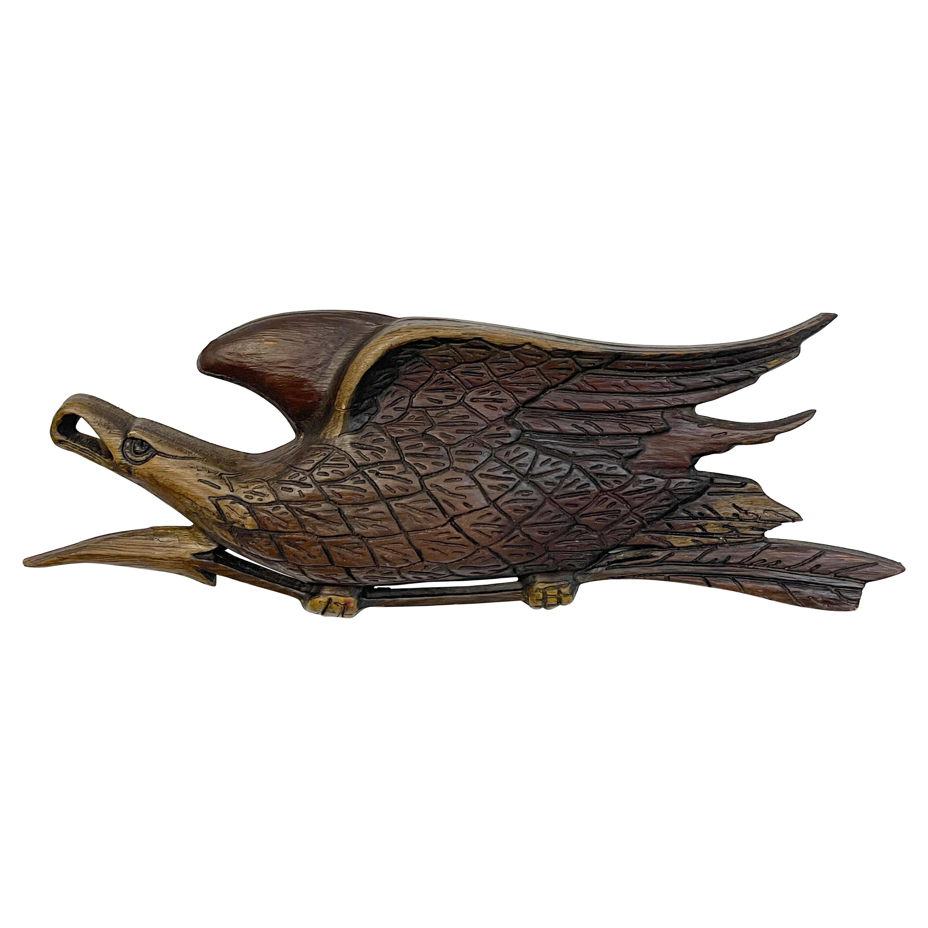 Bellamy Style Carved & Polychromed Mahogany Eagle