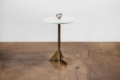 Bellance Marmol Cigarette Table in Cast Bronze and White Ibiza from Costantini
