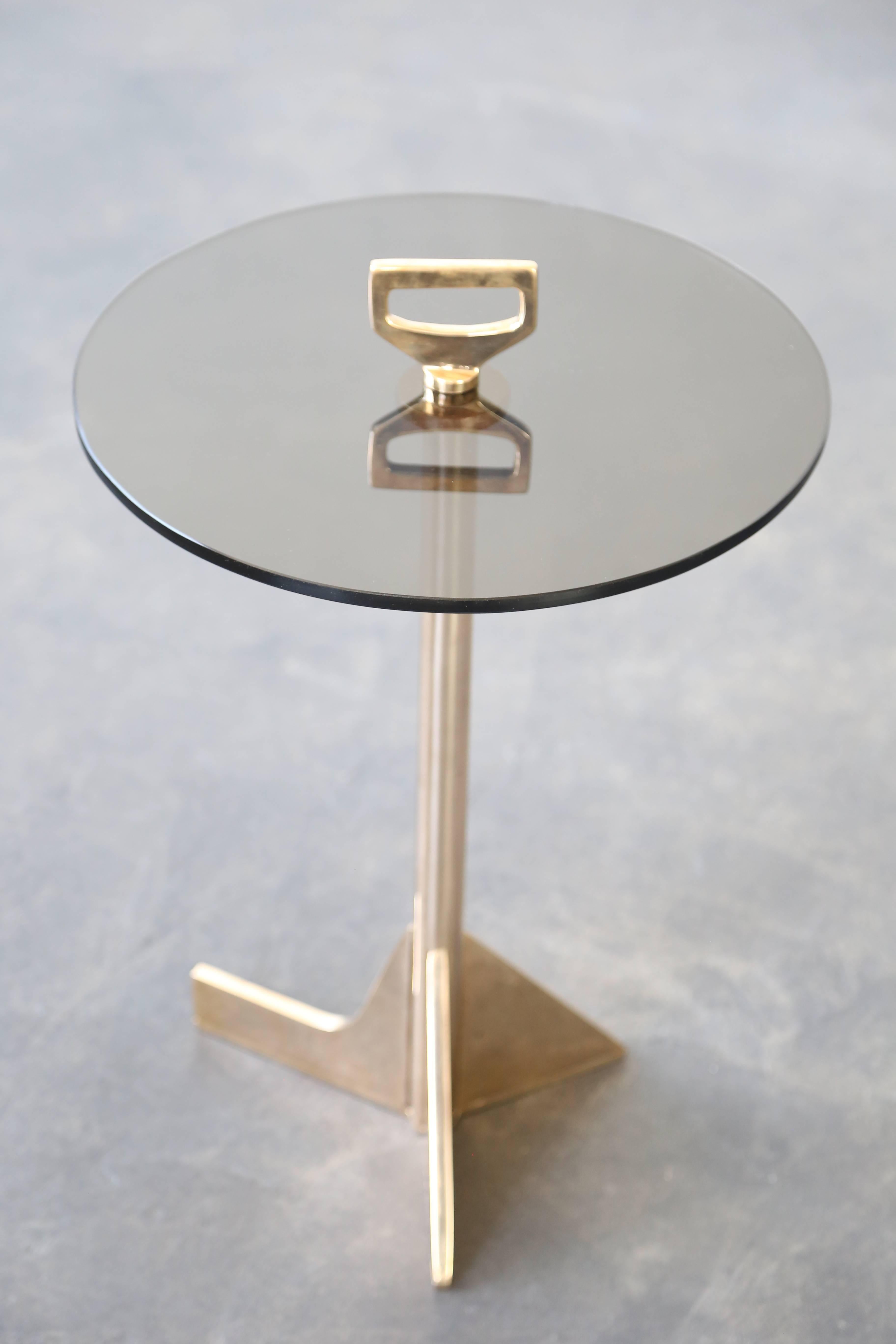 Argentine 21st Century Cigarette Table in Cast Bronze and Glass from Costantini, Bellance For Sale