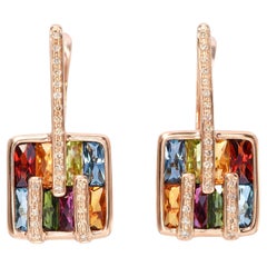 Bellari 14k Rose Gold Multi-Gemstone and Diamond Earrings