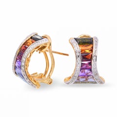 Orecchini Bellari in oro giallo 18k con pietre e diamanti multipli da 4,85tcw
