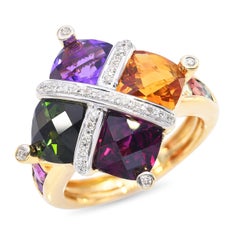 Bellari 18k Yellow Gold Multi-Stone and Diamond Ring