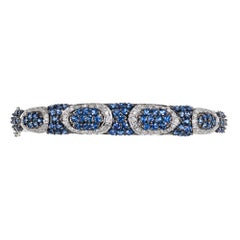Bellari Bracelet jonc en or blanc avec saphirs bleus de 4,15 carats et diamants
