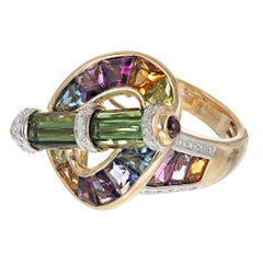 Bellari 6.07 Carat Tourmaline Diamond Yellow Gold Cocktail Ring