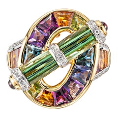 Bellari 6.07 Carat Tourmaline Diamond Yellow Gold Cocktail Ring