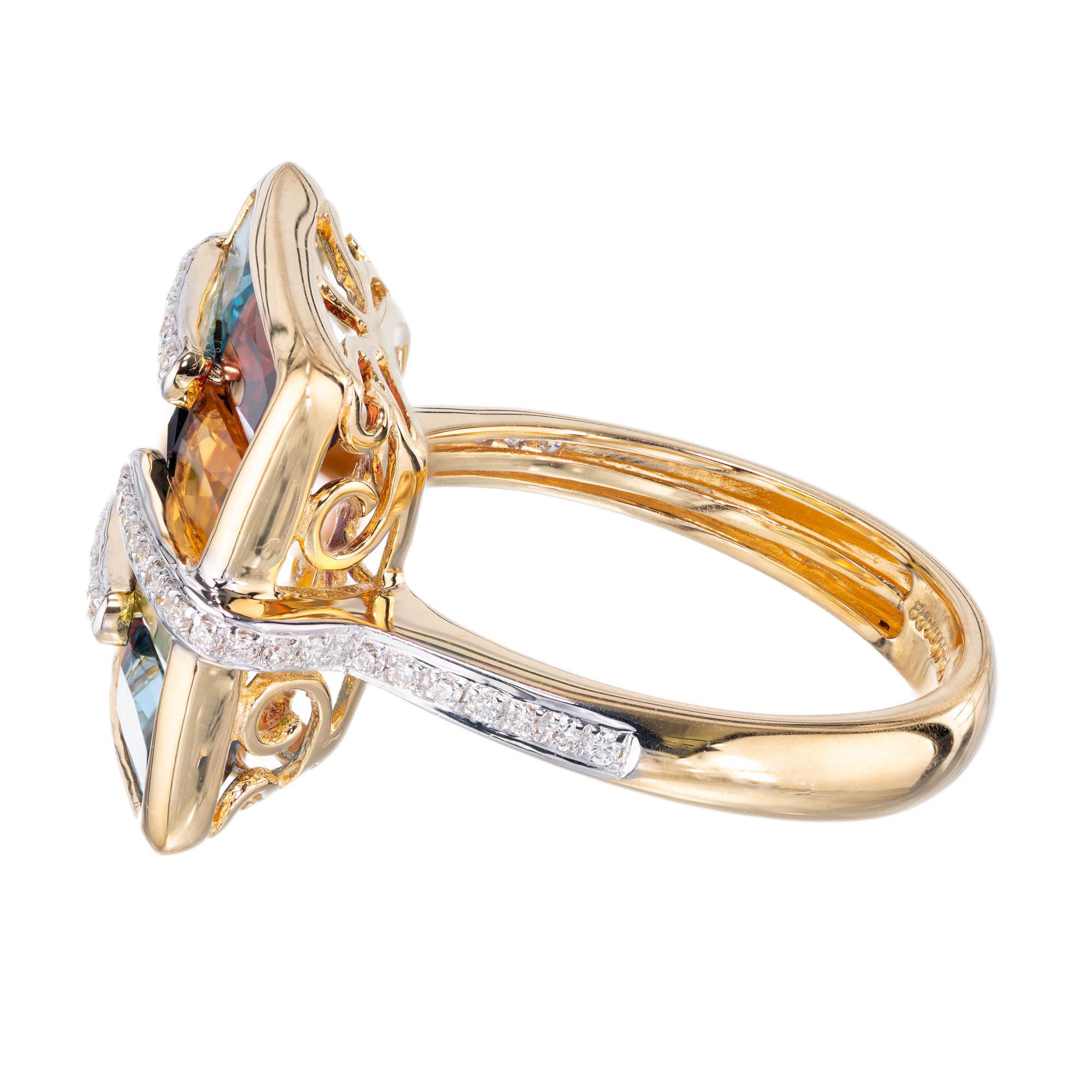 multi colour diamond ring