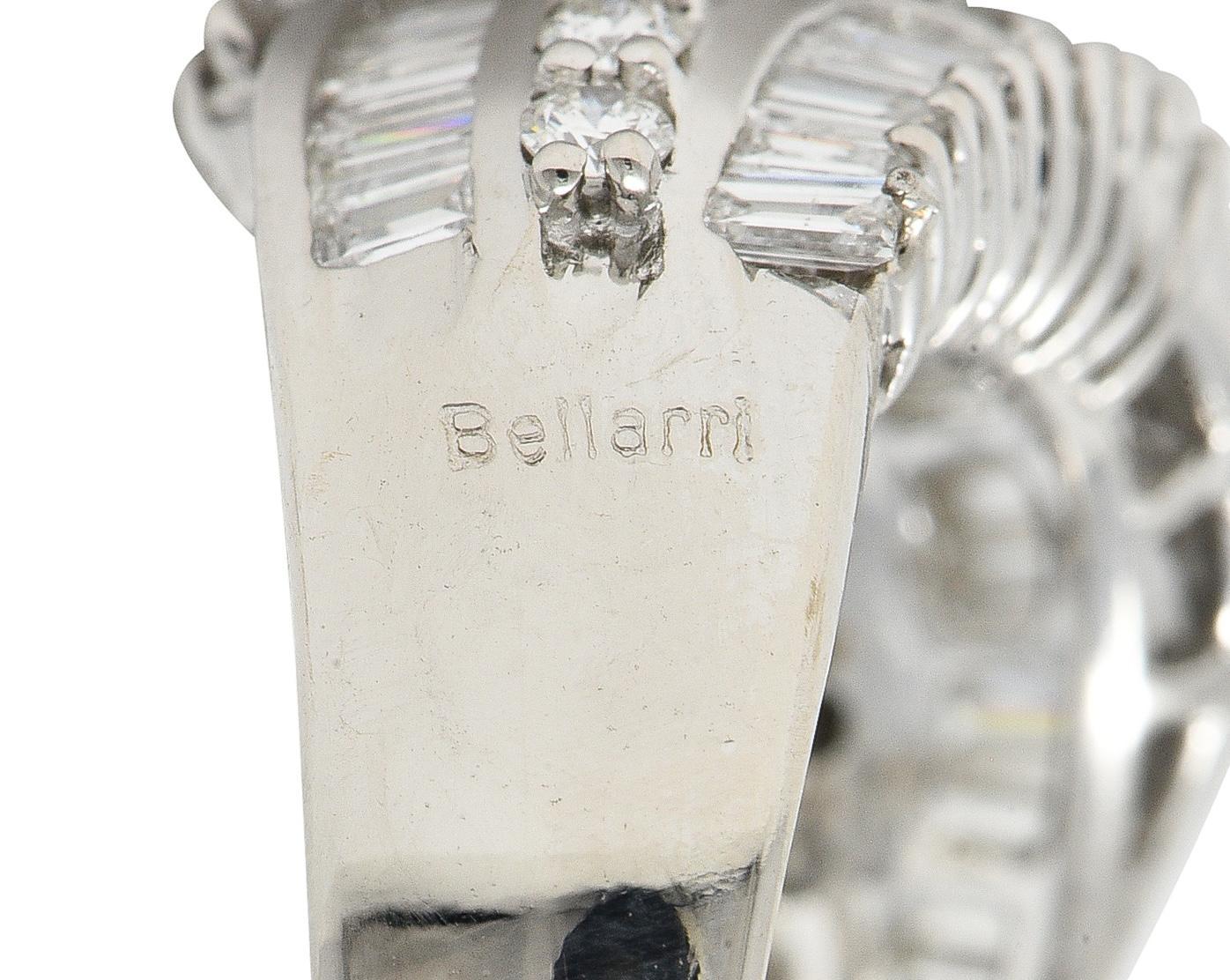Bellari Contemporary 2.20 CTW Diamond 18K White Gold Twist Multi-Row Band Ring For Sale 1
