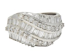 Bellari Contemporary 2.20 CTW Diamond 18K White Gold Twist Multi-Row Band Ring
