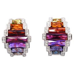Bellarri 14k Yellow Gold Multi-Stone and Diamond Earrings