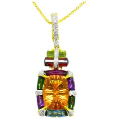 Bellarri 18 Karat Fancy Natural Madeira Citrine and Diamond Necklace Pendant