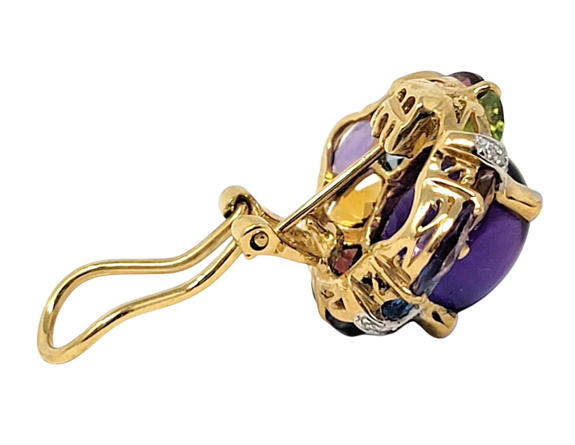 Women's Bellarri 18 Karat Gold Amethyst and Multi-Gemstone Ring and Earring Set 