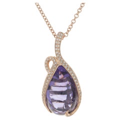 Bellarri 18 Karat Rose Gold Cabachon Amethyst and Diamond Wrap Necklace